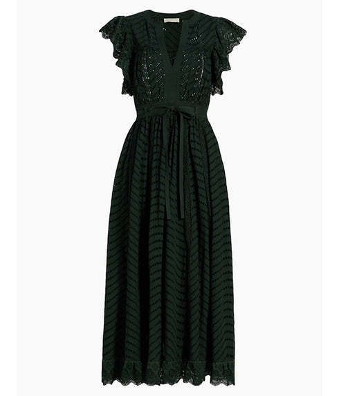 Olga Flutter Sleeve Dress - Cypress